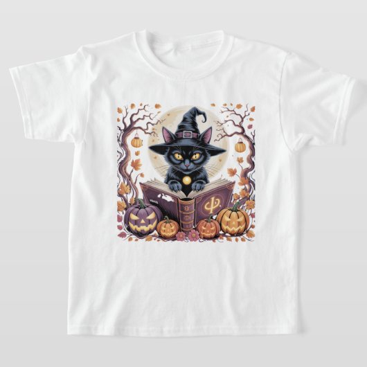 Niedliche Katze im Kürbisgarten Halloween T - Shir T-Shirt (Ablage )