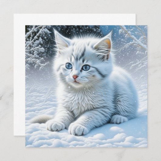 Niedliche Katze im Schnee (Vorne/Hinten)
