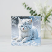 Niedliche Katze im Schnee (Stehend Vorderseite)