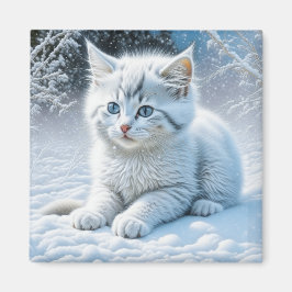 Niedliche Katze im Schnee Magnet