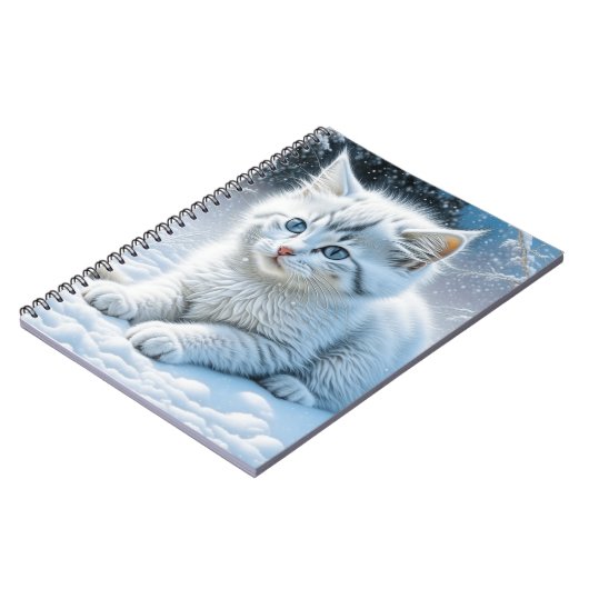 Niedliche Katze im Schnee Notizblock (Linke Seite)