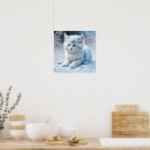 Niedliche Katze im Schnee Poster (Küche)