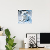 Niedliche Katze im Schnee Poster (Heimbüro)