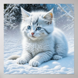 Niedliche Katze im Schnee Poster