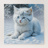 Niedliche Katze im Schnee Puzzle (Vertikal)