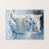 Niedliche Katze im Schnee Puzzle (Horizontal)