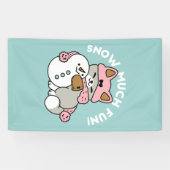 Niedliche Katze im Snow Gear mit Snowman Art Banner (Horizontal)