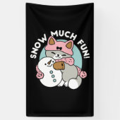 Niedliche Katze im Snow Gear mit Snowman Art Banner (Vertikal)