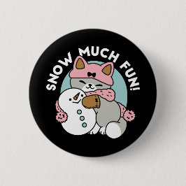 Niedliche Katze im Snow Gear mit Snowman Art Button