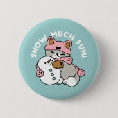 Niedliche Katze im Snow Gear mit Snowman Art Button (Vorderseite)