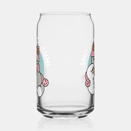 Niedliche Katze im Snow Gear mit Snowman Art Dosenglas (Links)