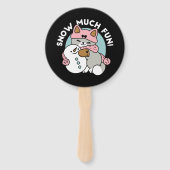 Niedliche Katze im Snow Gear mit Snowman Art Fächer (Vorderseite)