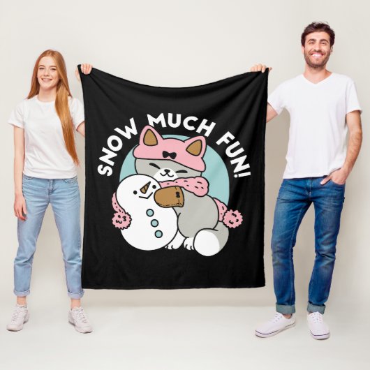 Niedliche Katze im Snow Gear mit Snowman Art Fleecedecke (Beispiel)