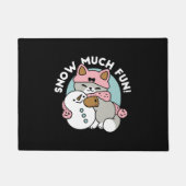 Niedliche Katze im Snow Gear mit Snowman Art Fußmatte (Vorderseite)