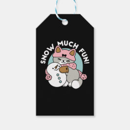 Niedliche Katze im Snow Gear mit Snowman Art Geschenkanhänger