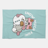Niedliche Katze im Snow Gear mit Snowman Art Geschirrtuch (Horizontal)
