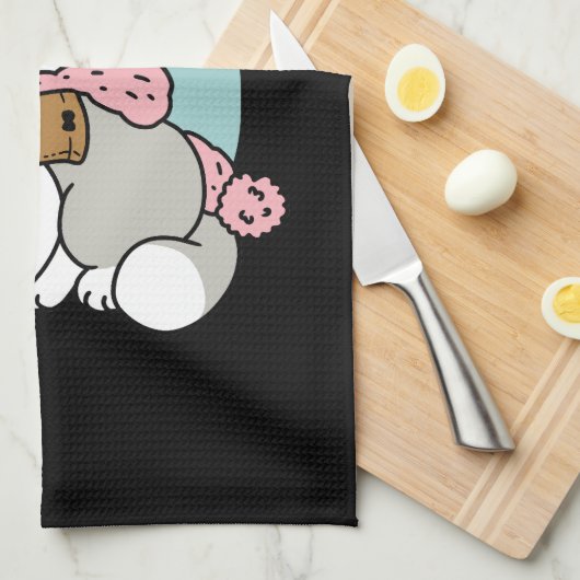 Niedliche Katze im Snow Gear mit Snowman Art Geschirrtuch (Viertel Falte)