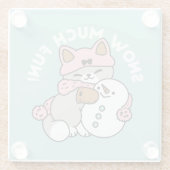 Niedliche Katze im Snow Gear mit Snowman Art Glasuntersetzer (Rückseite)