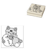 Niedliche Katze im Snow Gear mit Snowman Art Gummistempel (Stempel)