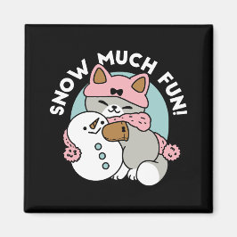 Niedliche Katze im Snow Gear mit Snowman Art Magnet