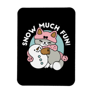 Niedliche Katze im Snow Gear mit Snowman Art Magnet