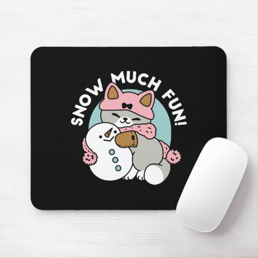 Niedliche Katze im Snow Gear mit Snowman Art Mousepad (Mit Mouse)