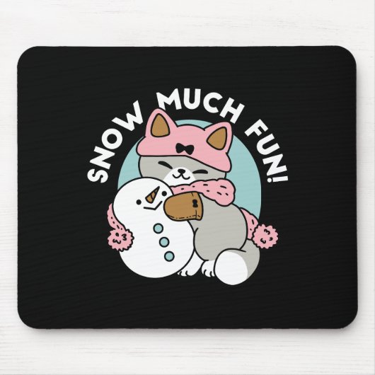 Niedliche Katze im Snow Gear mit Snowman Art Mousepad (Vorne)