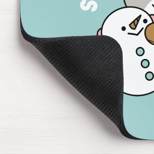Niedliche Katze im Snow Gear mit Snowman Art Mousepad (Ecke)