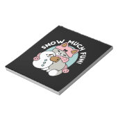 Niedliche Katze im Snow Gear mit Snowman Art Notizblock (Rotiert)