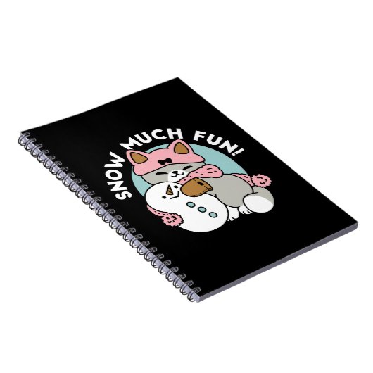 Niedliche Katze im Snow Gear mit Snowman Art Notizblock (Rechte Seite)