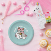 Niedliche Katze im Snow Gear mit Snowman Art Pappteller (Party)