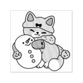 Niedliche Katze im Snow Gear mit Snowman Art Permastempel (Design)