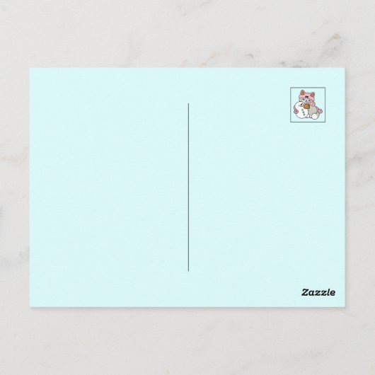 Niedliche Katze im Snow Gear mit Snowman Art Postkarte (Rückseite)