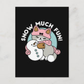 Niedliche Katze im Snow Gear mit Snowman Art Postkarte (Vorderseite)