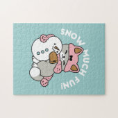 Niedliche Katze im Snow Gear mit Snowman Art Puzzle (Horizontal)