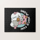 Niedliche Katze im Snow Gear mit Snowman Art Puzzle (Horizontal)