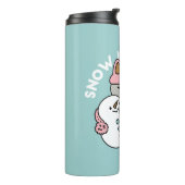 Niedliche Katze im Snow Gear mit Snowman Art Thermosbecher (Nach links gedreht)