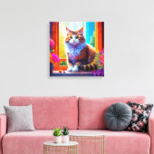 Niedliche Katze im Stadtfenster Kunst Leinwanddruck (Insitu (Wohnzimmer))