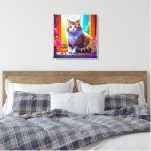 Niedliche Katze im Stadtfenster Kunst Leinwanddruck (Insitu (Schlafzimmer))