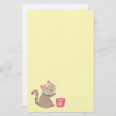 Niedliche Katze im Teacup-Cartoon auf Minze Briefpapier (Vorne/Hinten)