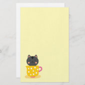 Niedliche Katze im Teacup-Cartoon auf Minze Briefpapier (Vorne/Hinten)