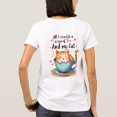 Niedliche Katze im Teacup Kawaii Gemütliche Kunst T-Shirt (Rückseite)