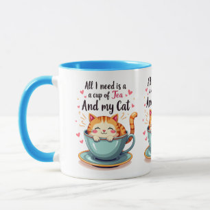 Niedliche Katze im Teacup Kawaii Gemütliche Kunst Tasse