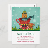 Niedliche Katze im Teacup Save the Date Postkarte (Vorne/Hinten)