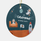Niedliche Katze im Weltraum Katzen auf Mars Spaß F Keramik Ornament (Links)