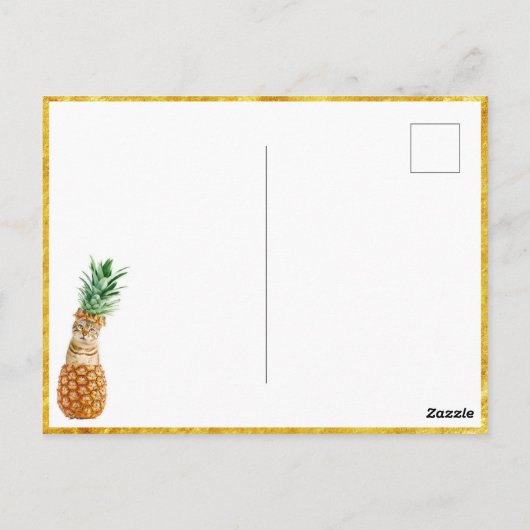 Niedliche Katze in Ananas - Funny Meow Kitty Postkarte (Rückseite)