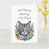 Niedliche Katze in Aquarell Blume Denken Sie an Si Karte (Gelbe Blume)