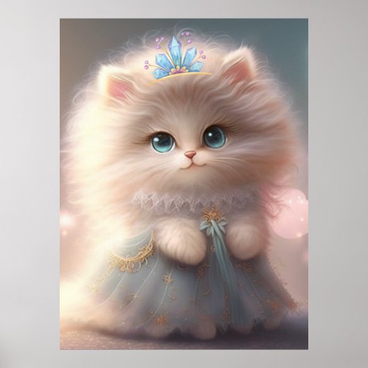 Niedliche Katze in Blue Dress Art Kinderzimmer Pos Poster (Vorne)