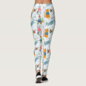 Niedliche Katze in Blume Gartenmuster Leggings (Rückseite)