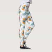 Niedliche Katze in Blume Gartenmuster Leggings (Rechts)